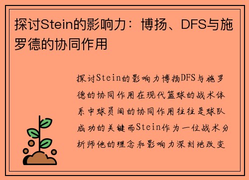 探讨Stein的影响力：博扬、DFS与施罗德的协同作用